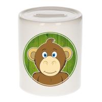 Spaarpot voor kinderen - met Aap afbeelding - wit - keramiek - 9 cm Spaarpot voor kinderen - met Aap afbeelding - wit - keramiek - 9 cm