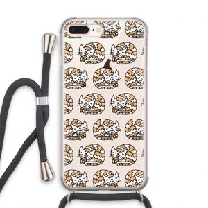 Slapende poes: iPhone 7 PLUS Transparant Hoesje met koord