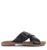 Lazamani Lazamani - Leren mules black met gekruis Zwart Leer Platte sandalen Dames