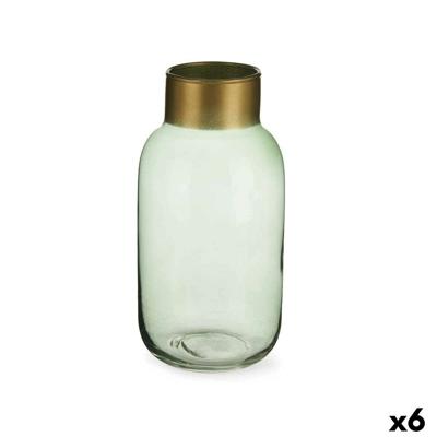 Vaas Gift Decor V1224IP-G V1224IP-G Groen Gouden Glas 11,5 x 24 x 11,5 cm (6 Stuks)