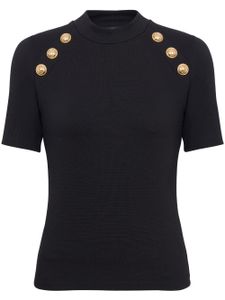 Balmain t-shirt 6-Button à manches raglan - Noir