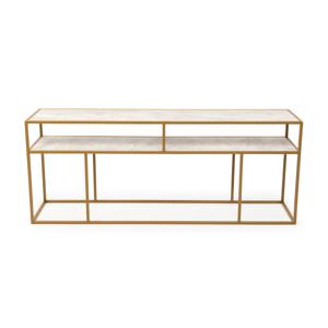 Stalux Side-table Teun 200cm - goud / wit marmer