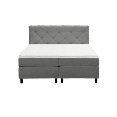 Boxspring Liv geruit - lichtgrijs - 160x200 cm - ronde poot - Leen Bakker