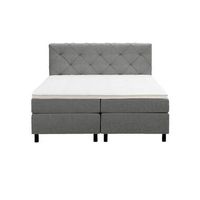 Boxspring Liv geruit - lichtgrijs - 160x200 cm - ronde poot - Leen Bakker