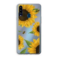 Sunflower and bees: Samsung Galaxy A20s Transparant Hoesje Sunflower and bees: Samsung Galaxy A20s Transparant Hoesje