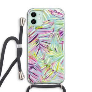 Tropical Palms Blue: iPhone 11 Transparant Hoesje met koord