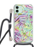 Tropical Palms Blue: iPhone 11 Transparant Hoesje met koord