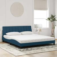 Bed met matras "Hanko" fluweel blauw 180x200 cm