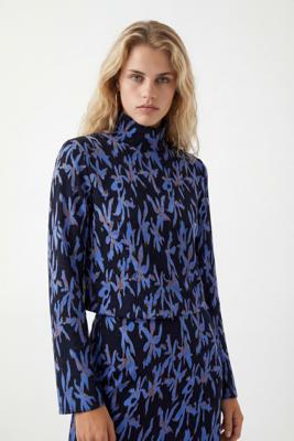 Gebreide trui met hoge kraag - BLUE - XL