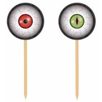 Horror halloween thema cocktailprikkers - met oogbollen - 20x stuks - Tafel decoratie / versiering