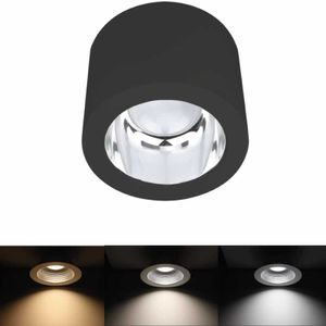 Opbouw armatuur zwart rond 13W 1050 lumen dimbaar lichtkleur instelbaar 3000K 4000K of 5700K 136-097