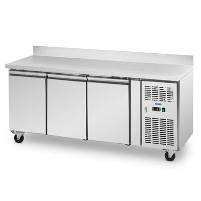 Koeltafel op wielen - 410 l - 3 compartimenten - 179,5 x 70 cm - Klasse B - Achterwand - RVS - Royal Catering