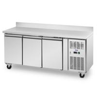 Koeltafel op wielen - 410 l - 3 compartimenten - 179,5 x 70 cm - Klasse B - Achterwand - RVS - Royal Catering