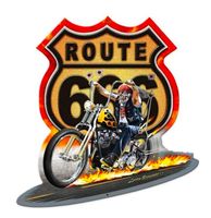 Route 666 Motorbike Zwaar Metalen Bord 45x43 cm