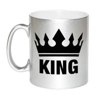 Cadeau King mok/ beker zilver met zwarte bedrukking 300 ml   -