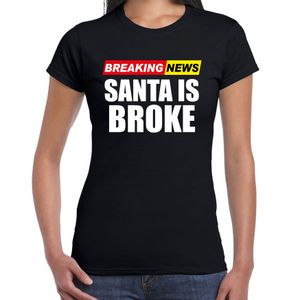 Foute humor Kerst T-shirt breaking news broke voor dames zwart 2XL  -