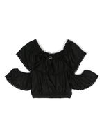 TWINSET Kids blouse froncée à épaules dénudées - Noir