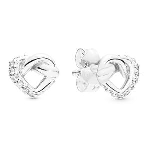 Pandora 298019CZ Oorknoppenr Knotted Hearts zilver-zirconia wit