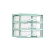 Ladeblokje/bureau organizer 3x lades - mintgroen/transparant - L18 x B21 x H17 cm - plastic