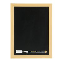 Zwart krijtbord met teak houten rand 30 x 40 cm inclusief stift - thumbnail