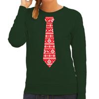 Stropdas Kersttrui / sweater - Kerstpatroon rood - groen - voor dames
