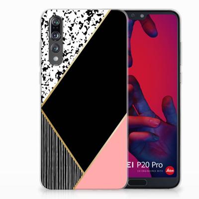 Huawei P20 Pro | TPU Hoesje | Zwart Roze Vormen