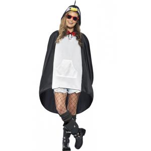 Party regenponcho - verkleedpak - dierenpak - pinguin - dames - zwart