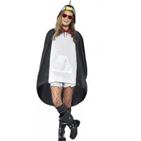 Party regenponcho - verkleedpak - dierenpak - pinguin - dames - zwart - thumbnail