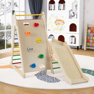 Drie-in-één Klimrek met Glijbaan Klimrek met Ladder Houten Klimset