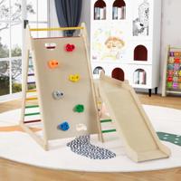 Drie-in-één Klimrek met Glijbaan Klimrek met Ladder Houten Klimset