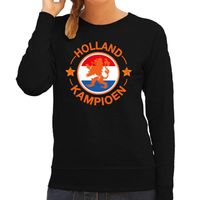 Zwarte sweater / trui Holland / Nederland supporter Holland kampioen met leeuw EK/ WK voor dames - thumbnail