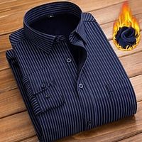 Voor heren Overhemd Overhemd met knopen Gestreept shirt Shirt met kraag ZwartEn Rood Marineblauw Paars Licht Blauw Lange mouw Gestreept Klassieke boord Herfst winter Bruiloft Casual Kleding Lightinthebox - thumbnail