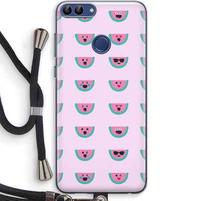 Smiley watermeloenprint: Huawei P Smart (2018) Transparant Hoesje met koord