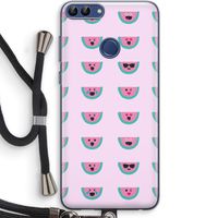 Smiley watermeloenprint: Huawei P Smart (2018) Transparant Hoesje met koord