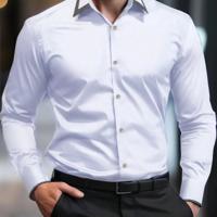 Bon&Bon Mode Men's Black Long Sleeve Slim Fit Button Up Work Shirt White / S
