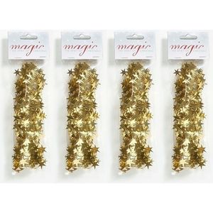 4x Gouden spiraal slingers met sterren 750cm kerstboom