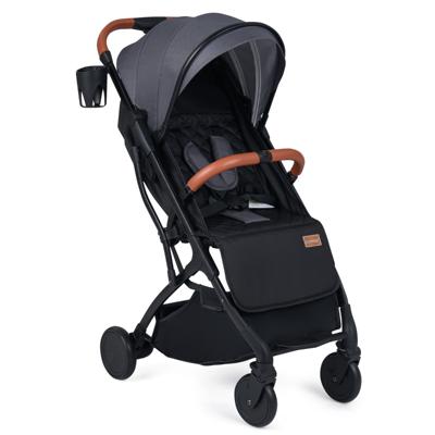 Kinderwagen met Verstelbare Kap en Verstelbare Rugleuning Compacte Kinderwagen die met één Hand kan Worden Ingeklapt met 5-puntsgordel 0-3 jaar Max. 15 kg Zwart/Grijs/Roze-Grijs