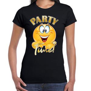 Foute party t-shirt voor dames - Emoji Party - zwart - carnaval/themafeest