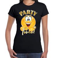 Foute party t-shirt voor dames - Emoji Party - zwart - carnaval/themafeest - thumbnail