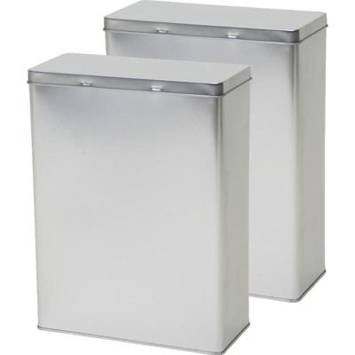Opbergblik - 2x - zilver - 19x9x25 cm - voorraadblikken - voorraadbussen - - 3.8 liter - bewaarblik