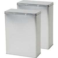 Opbergblik - 2x - zilver - 19x9x25 cm - voorraadblikken - voorraadbussen - - 3.8 liter - bewaarblik