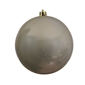 Decoris kerstbal - groot formaat - D20 cm - licht champagne - plastic   -