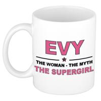 Evy cadeau mok - Woman Myth Supergirl - naam koffiemok - 300 ml - collega - moederdag