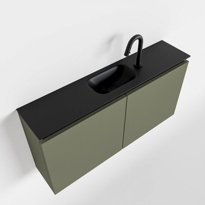 Toiletmeubel Mondiaz Ture | 100 cm | Meubelkleur Army | Eden wastafel Urban Midden | 1 kraangat