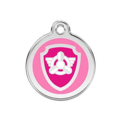 Nickelodeon Paw Patrol Skye Tag Pink roestvrijstalen hondenpenning medium/gemiddeld dia. 3 cm - Reddingo