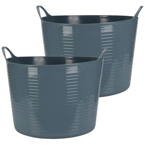 Flexibele emmer - 2x - blauw - 42 liter - kunststof - 45 x 37 cm - Wasmanden