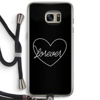 Forever heart black: Samsung Galaxy S7 Edge Transparant Hoesje met koord