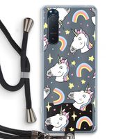 Rainbow Unicorn: Sony Xperia 5 II Transparant Hoesje met koord