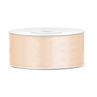 Partydeco Cadeaulint - creme - 2,5 cm x 25 meter - satijn - sierlint - inpakken - decoratie
