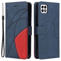 Bi-Color Series Samsung Galaxy A22 5G, Galaxy F42 5G Portemonnee Hoesje - Blauw - thumbnail